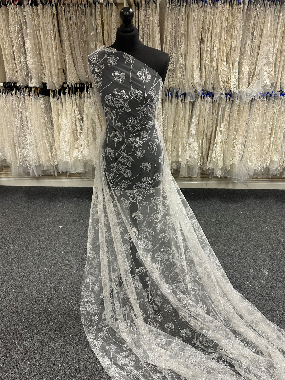 Tulle Fleur Pailleté Ivoire - Blink