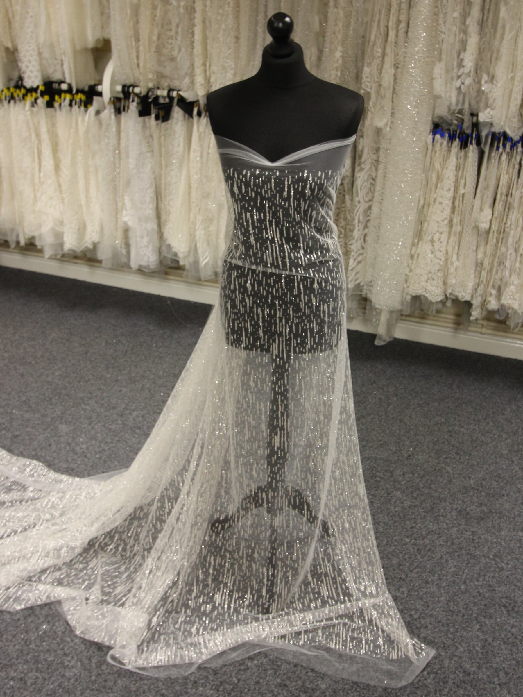 Dentelle pailletée ivoire - Elise