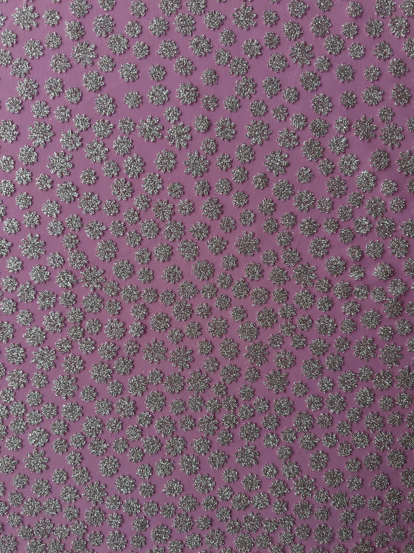 Tulle à fleurs pailletées ivoire (148 cm/58") - Yasha