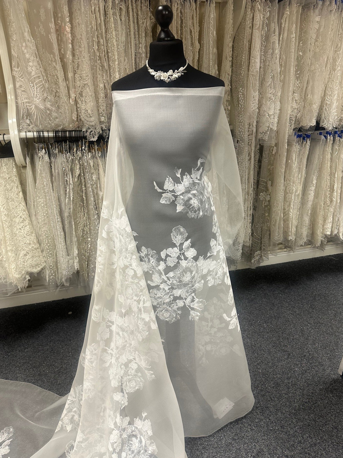 Soie satiné imprimé ivoire - Lavanda