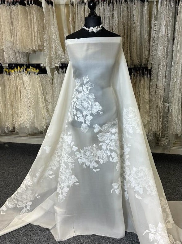 Soie satiné imprimée ivoire - Marcia