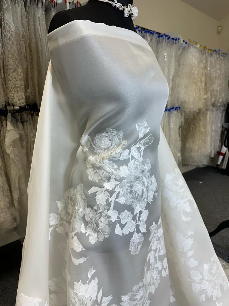 Soie satiné imprimée ivoire - Marcia