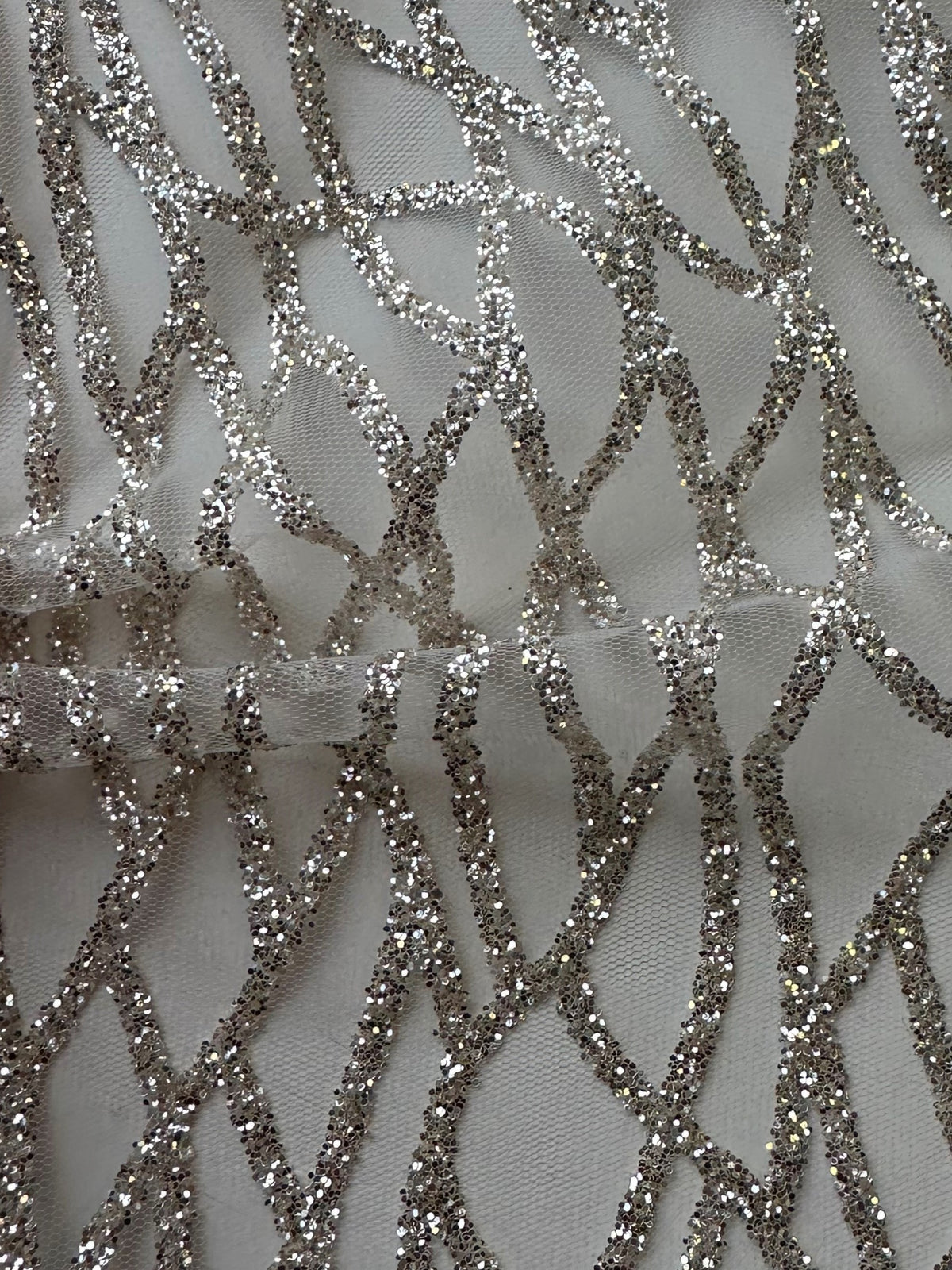 Ivory Glitter Tulle - Sparta