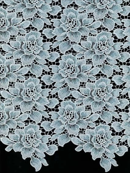 Dentelle Guipure à Paillettes Bleu Canard - LB4003