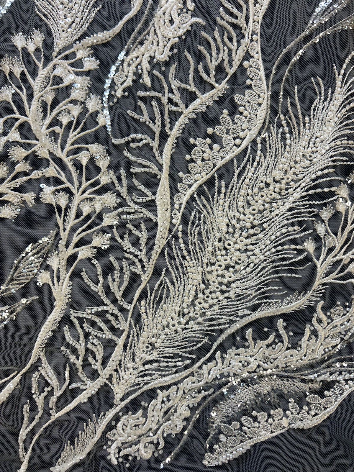 Dentelle perlée ivoire - Loquenza