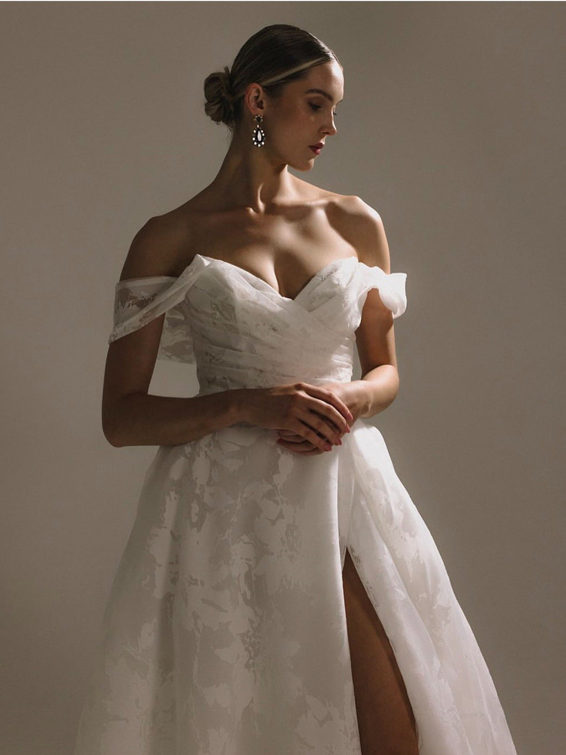 Soie satiné imprimée ivoire - Marcia