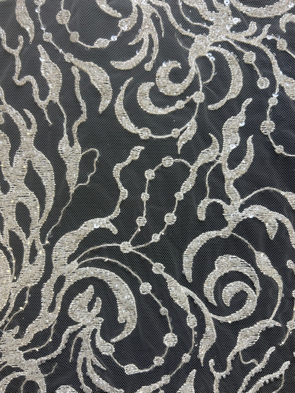 Dentelle Broderie Perlée Ivoire - Meline