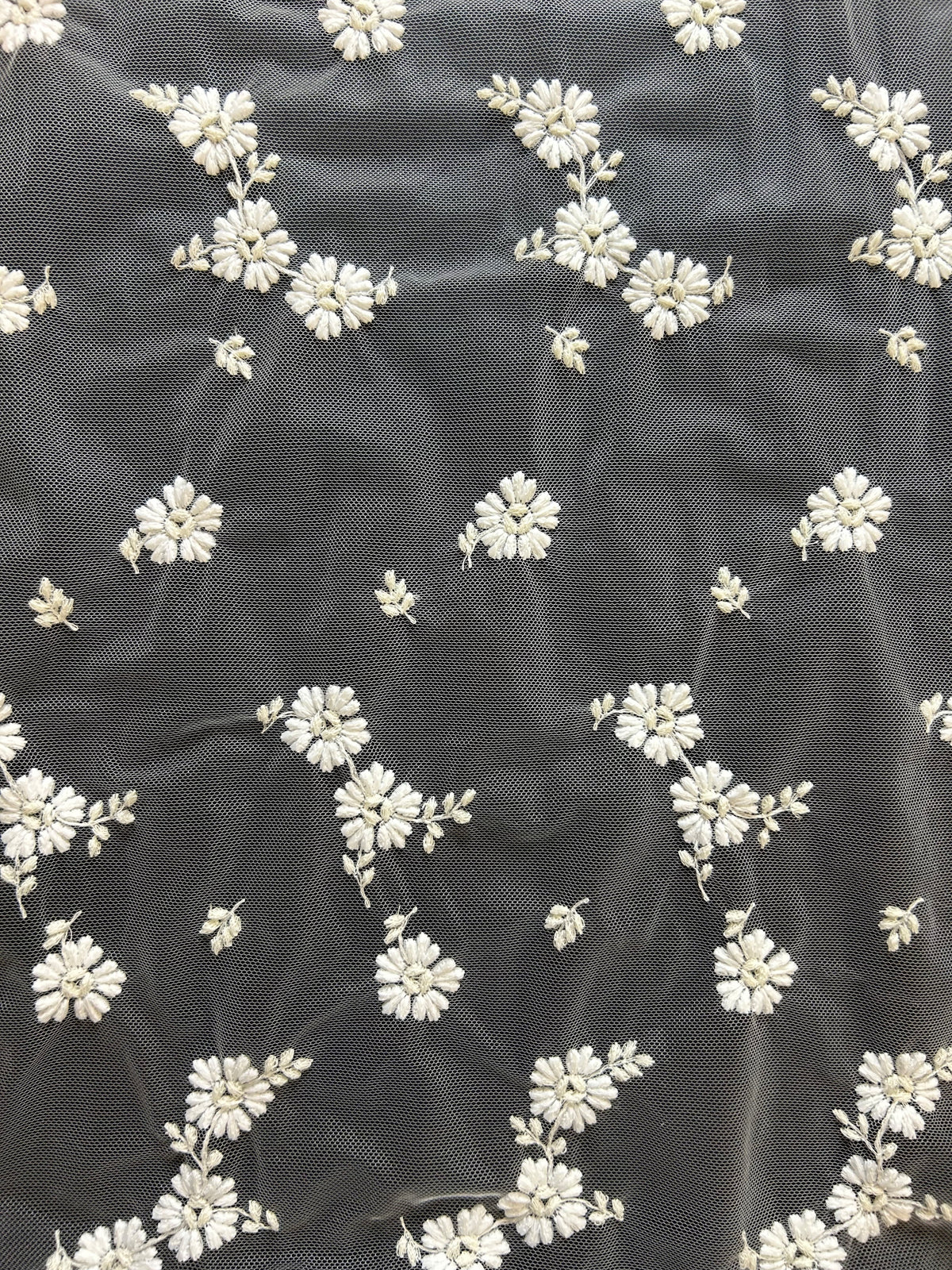 Dentelle Broderie Florale Ivoire - Morag