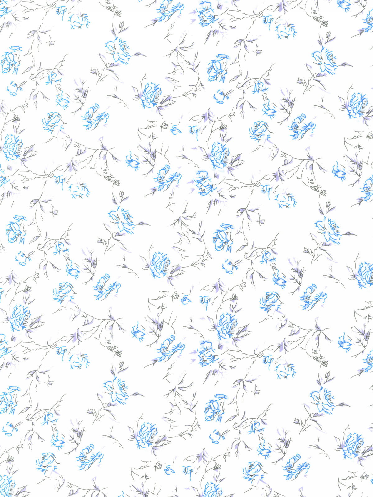 Satin Imprimé Ivoire/Bleu - PR1004