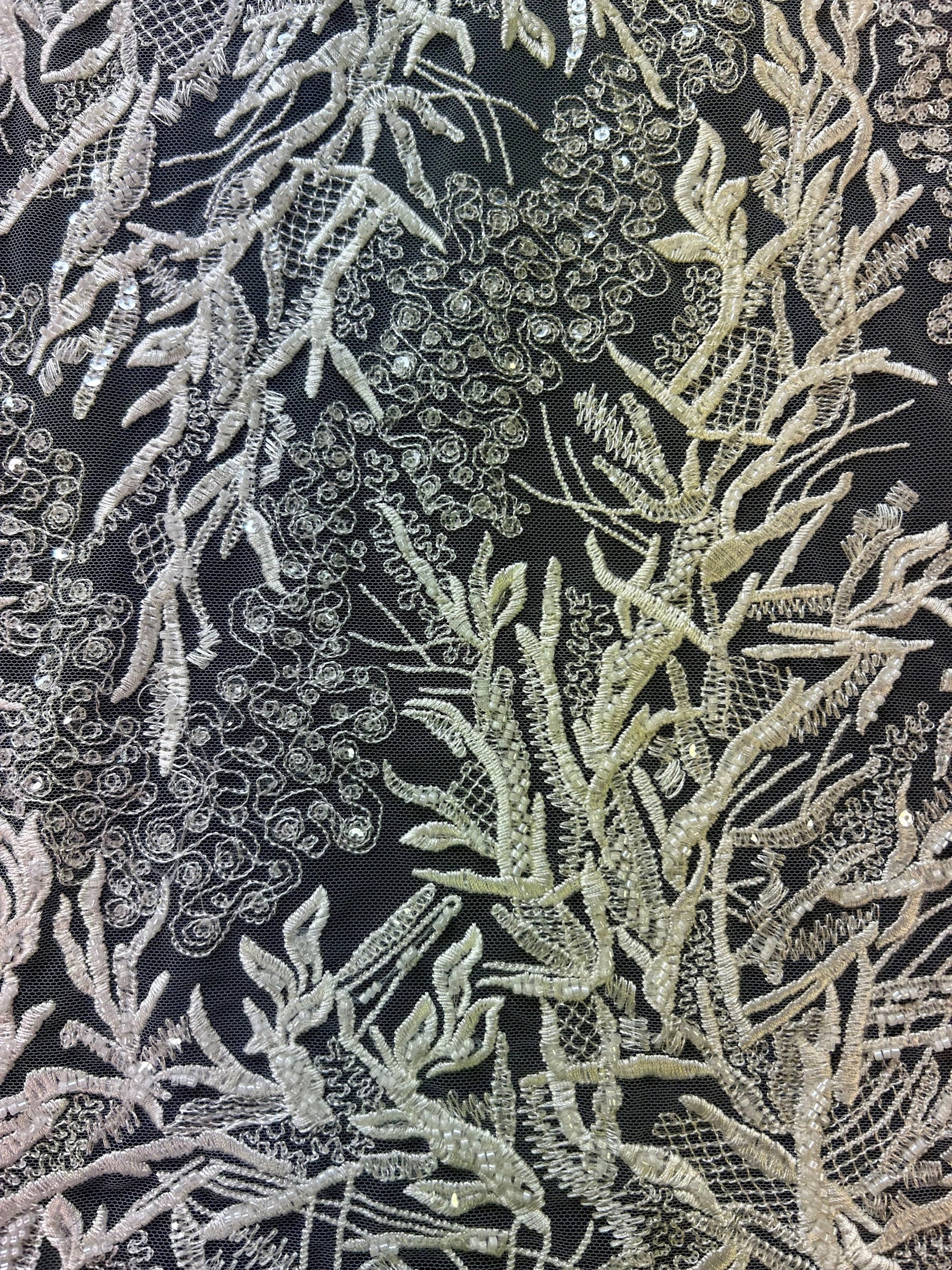 Dentelle perlée ivoire - Pallenta