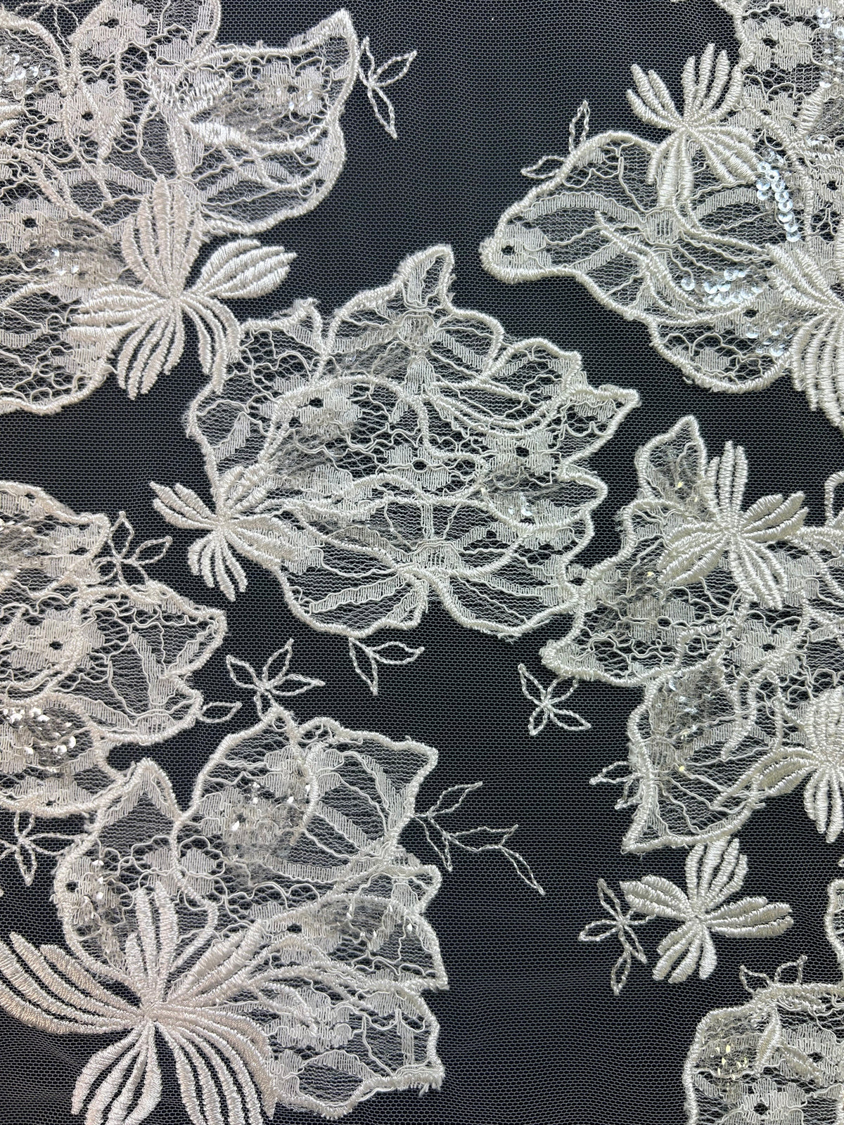 Dentelle Broderie Paillettes Ivoire - Palma