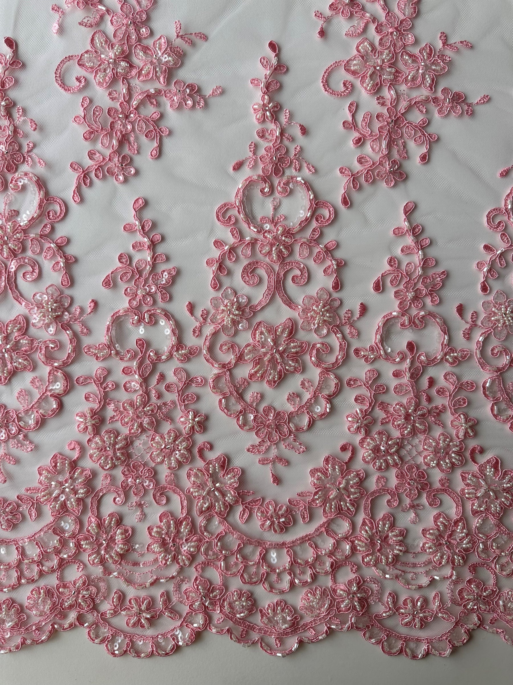 Dentelle rose poudré - Alexandra.