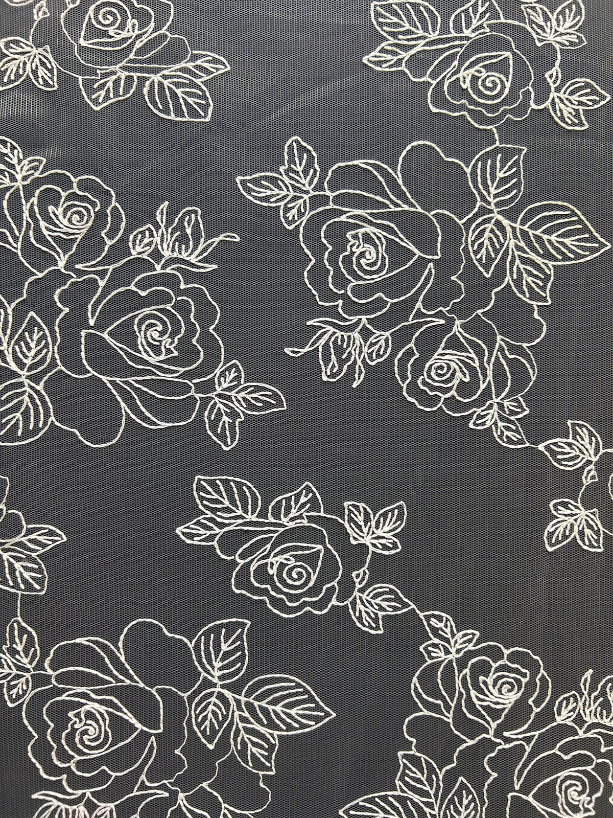 Dentelle Brodée Ivoire - Rose