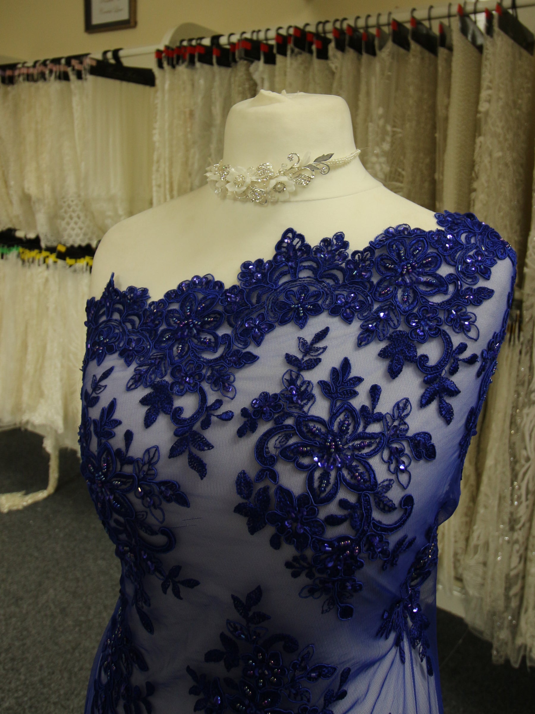 Dentelle Perlée Bleu Royal - Kady