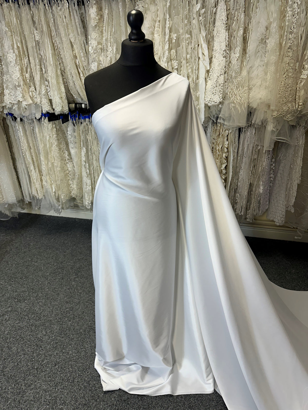 Satin Stretch Polyester Blanc - Sentry