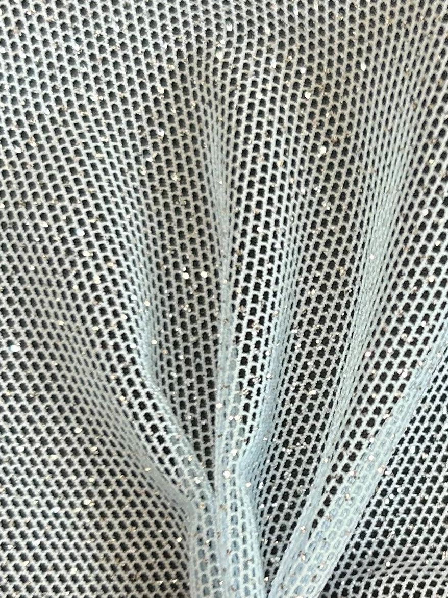Tissu pailleté extensible argenté - Ballerine