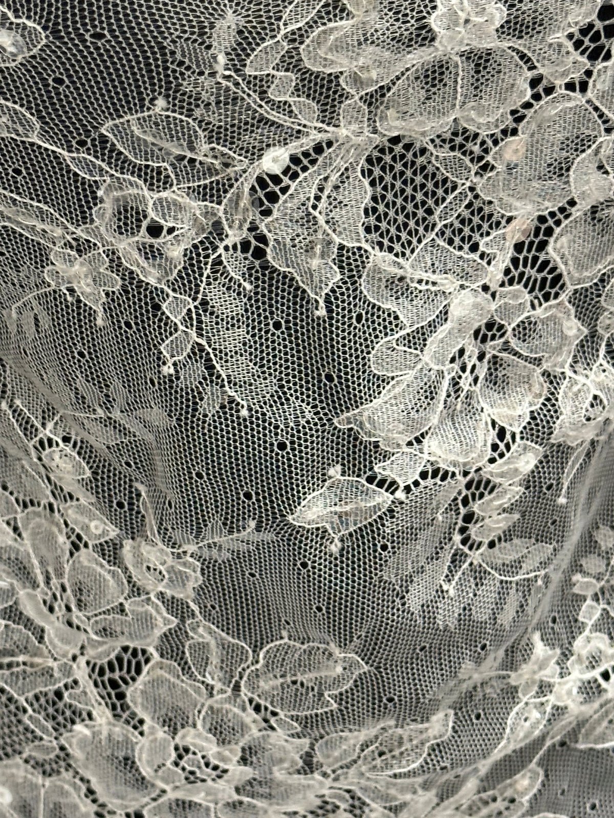 Bordure en dentelle à sequins ivoire - T681