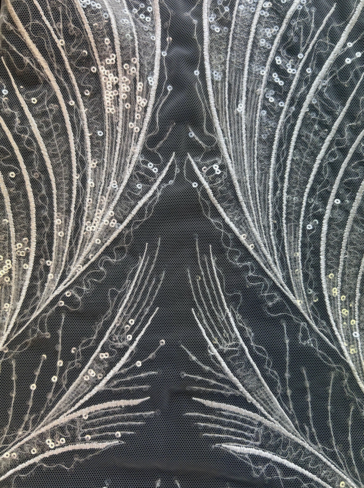 Dentelle brodée à paillettes ivoire - Urbi