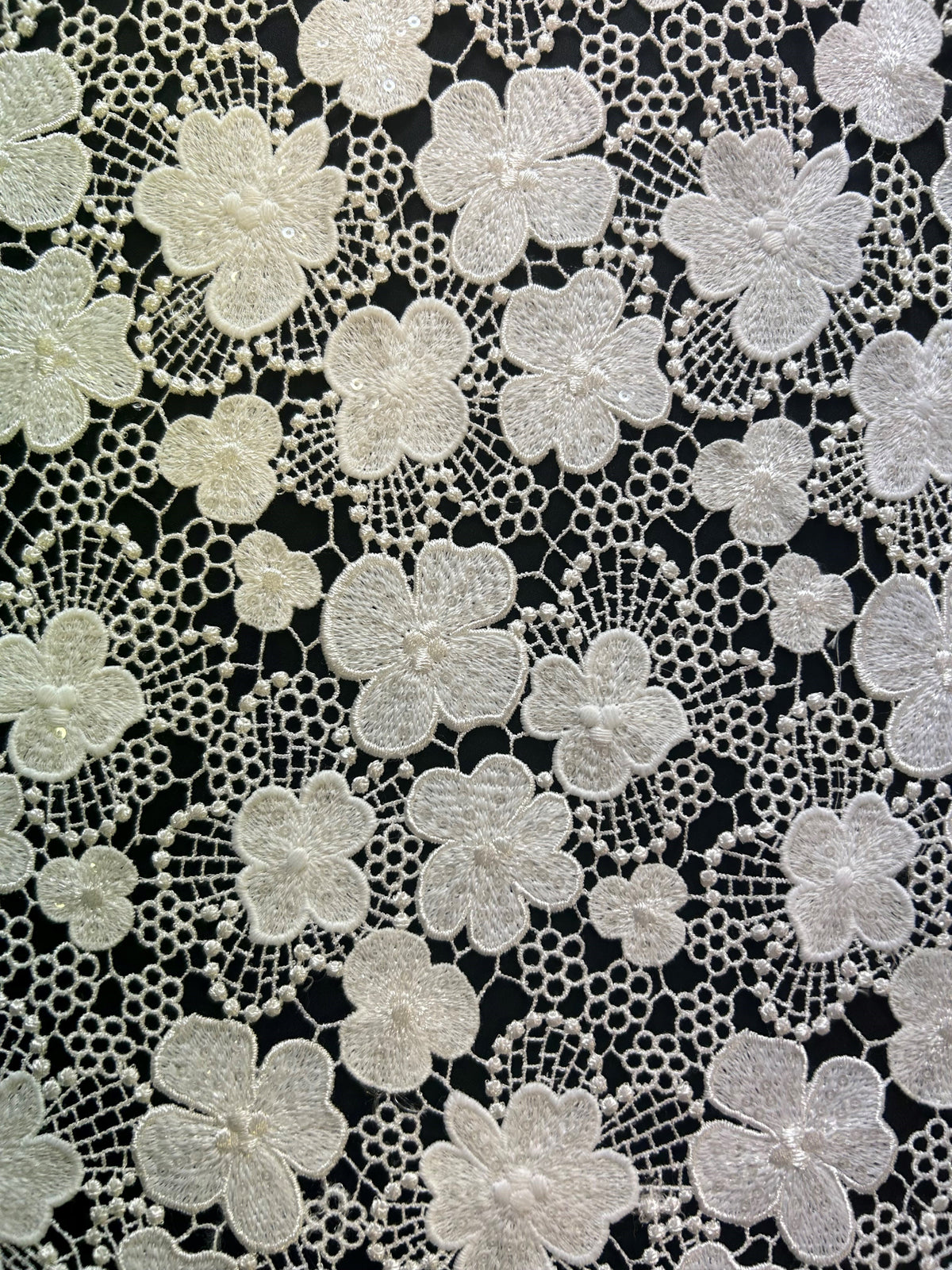 Dentelle Guipure Paillettes Ivoire - Zariah