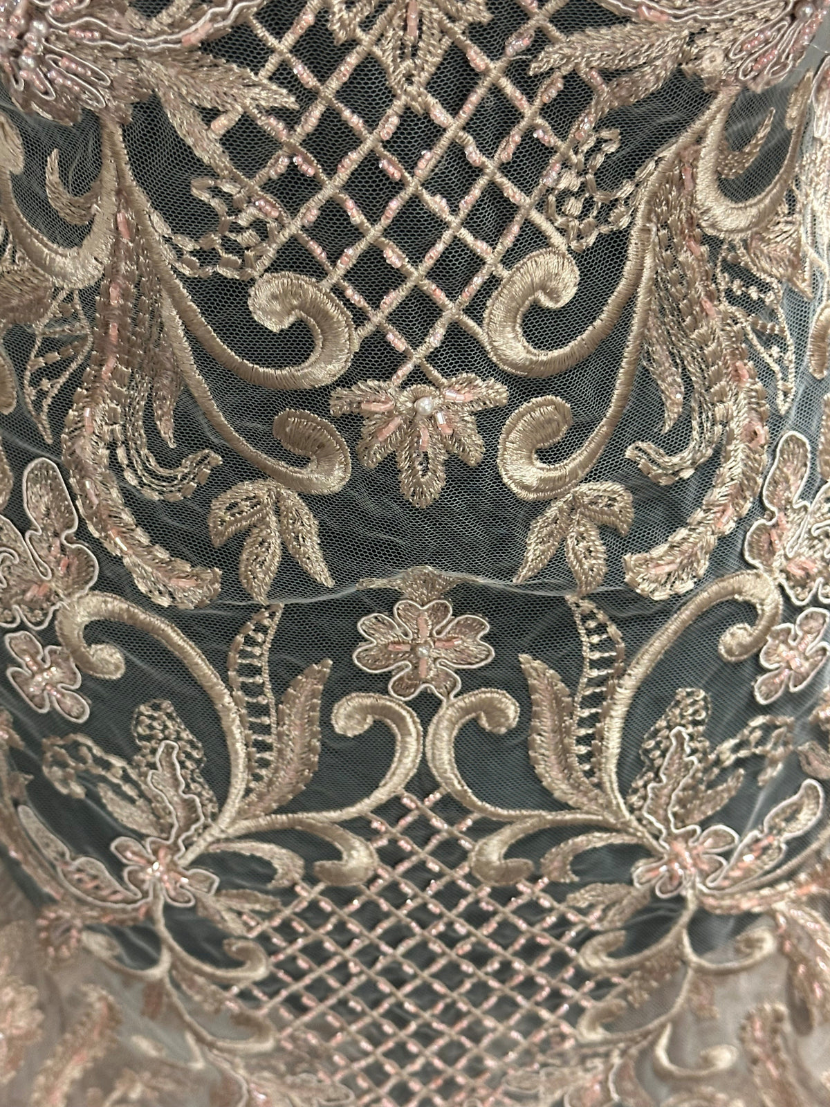 Dentelle à perles couleur moka - Zorb