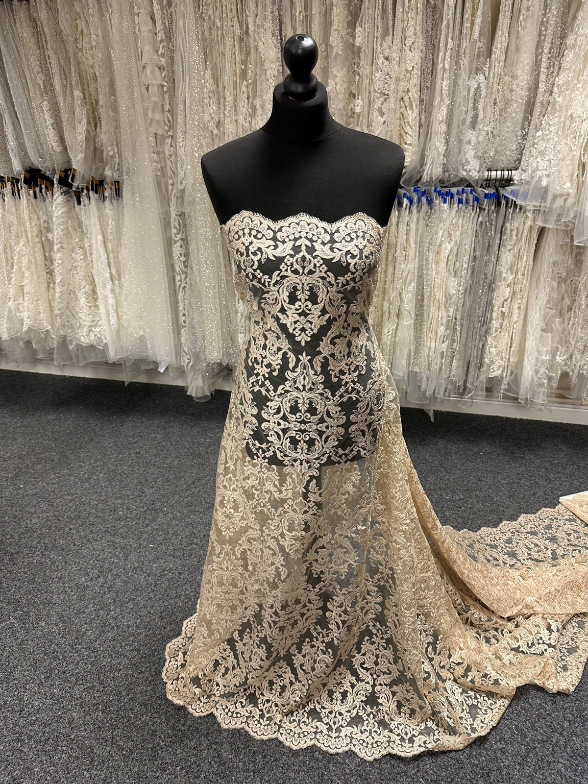 Dentelle Broderie Paillettes Champagne - Albany
