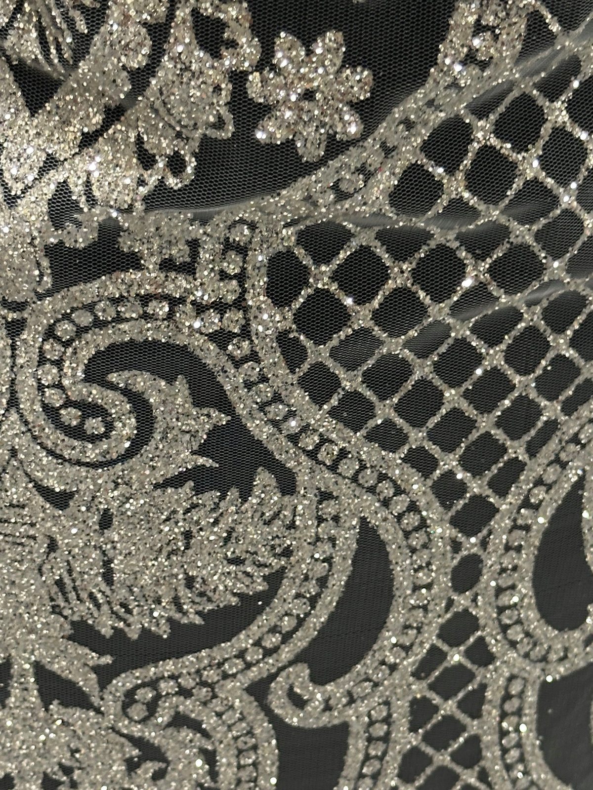 Ivory Latticed Glitter Tulle – Ballgown