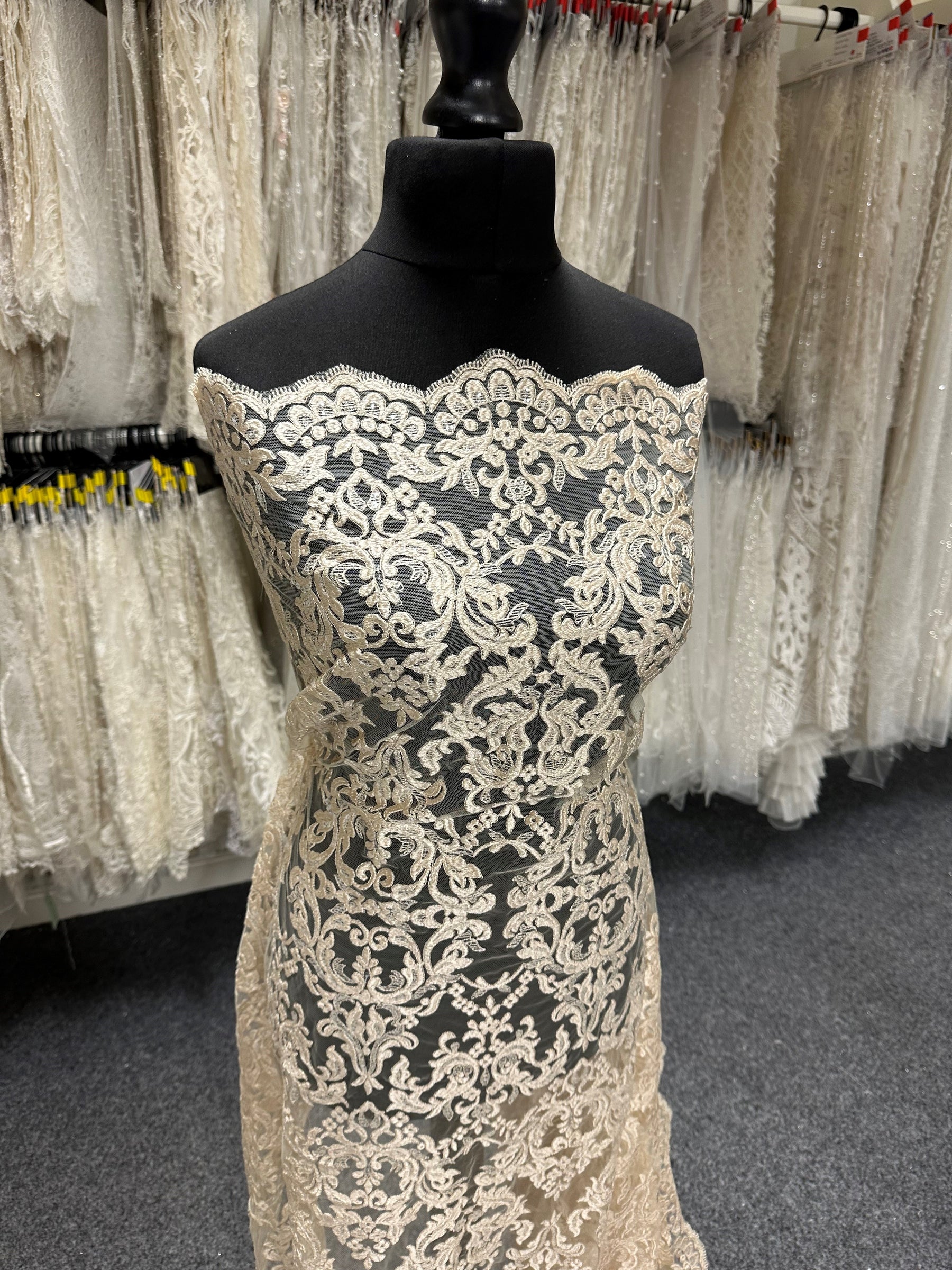 Dentelle Broderie Paillettes Champagne - Albany