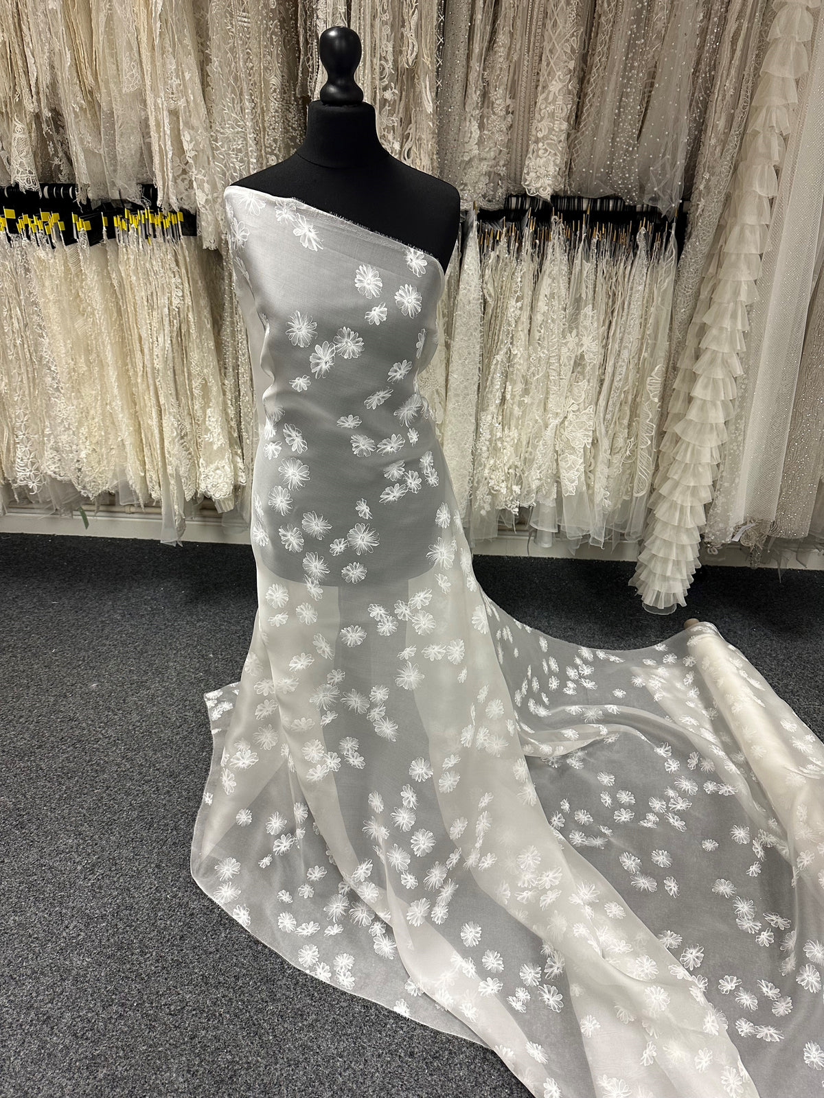 Organza de satin de soie imprimé ivoire - Sensibilisation