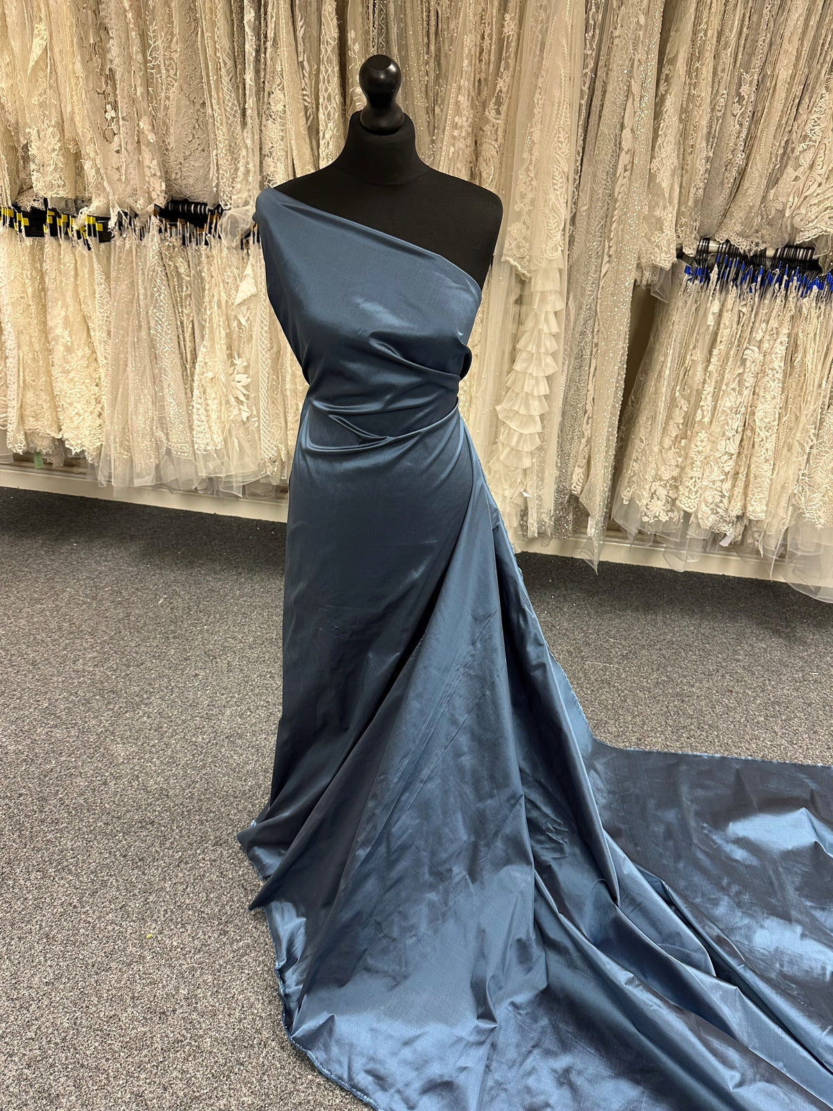 Dupion de soie bleu minéral - Masquerade