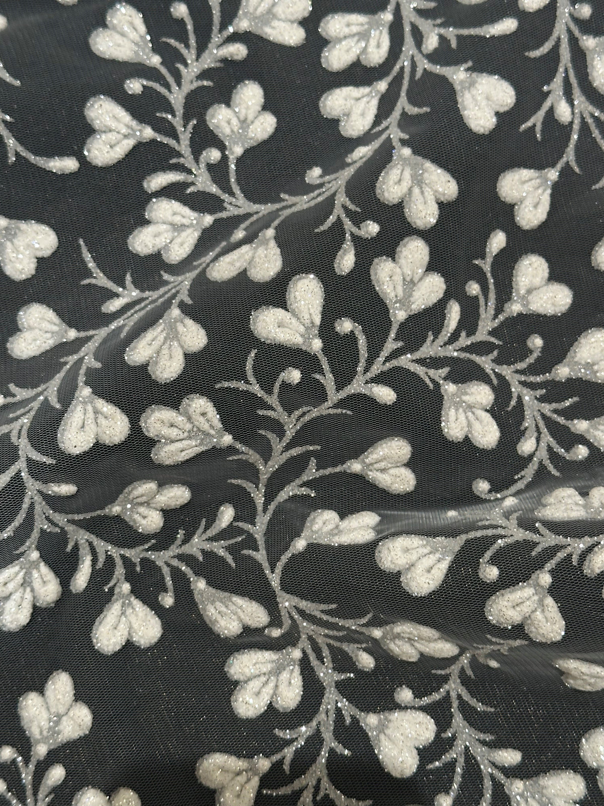 Dentelle bouffante à paillettes ivoire - Kira