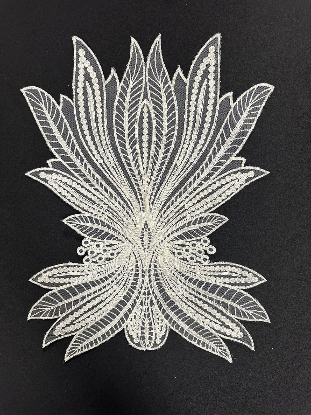 Applique en dentelle ivoire cordée - Fern