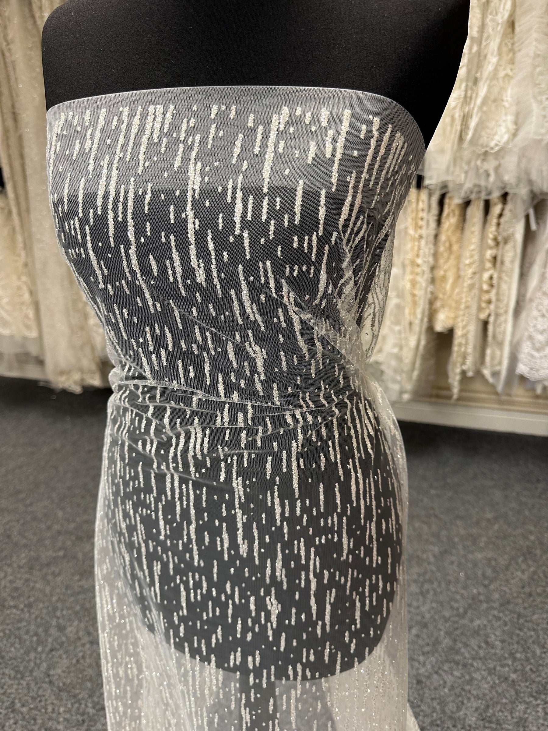 Dentelle pailletée ivoire - Elise