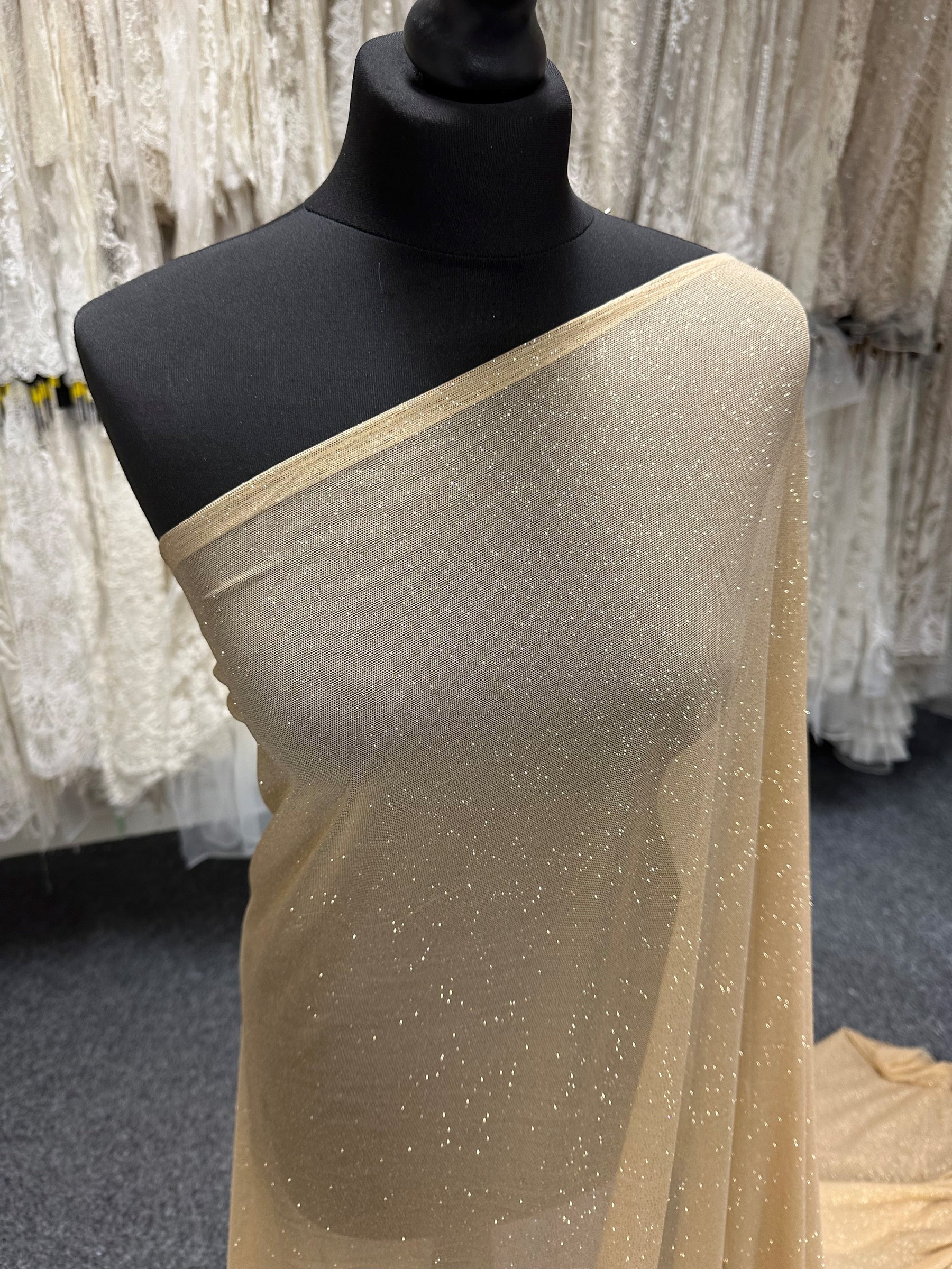 Tissu pailleté extensible doré - Ballerina