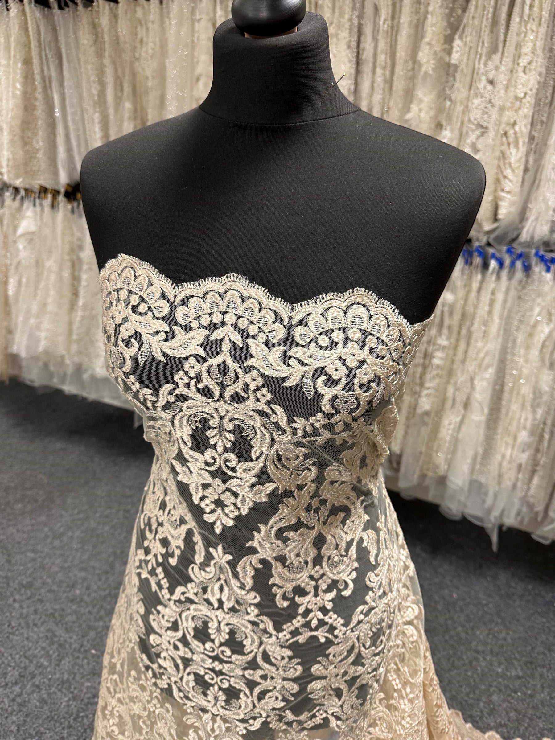 Dentelle Broderie Paillettes Champagne - Albany