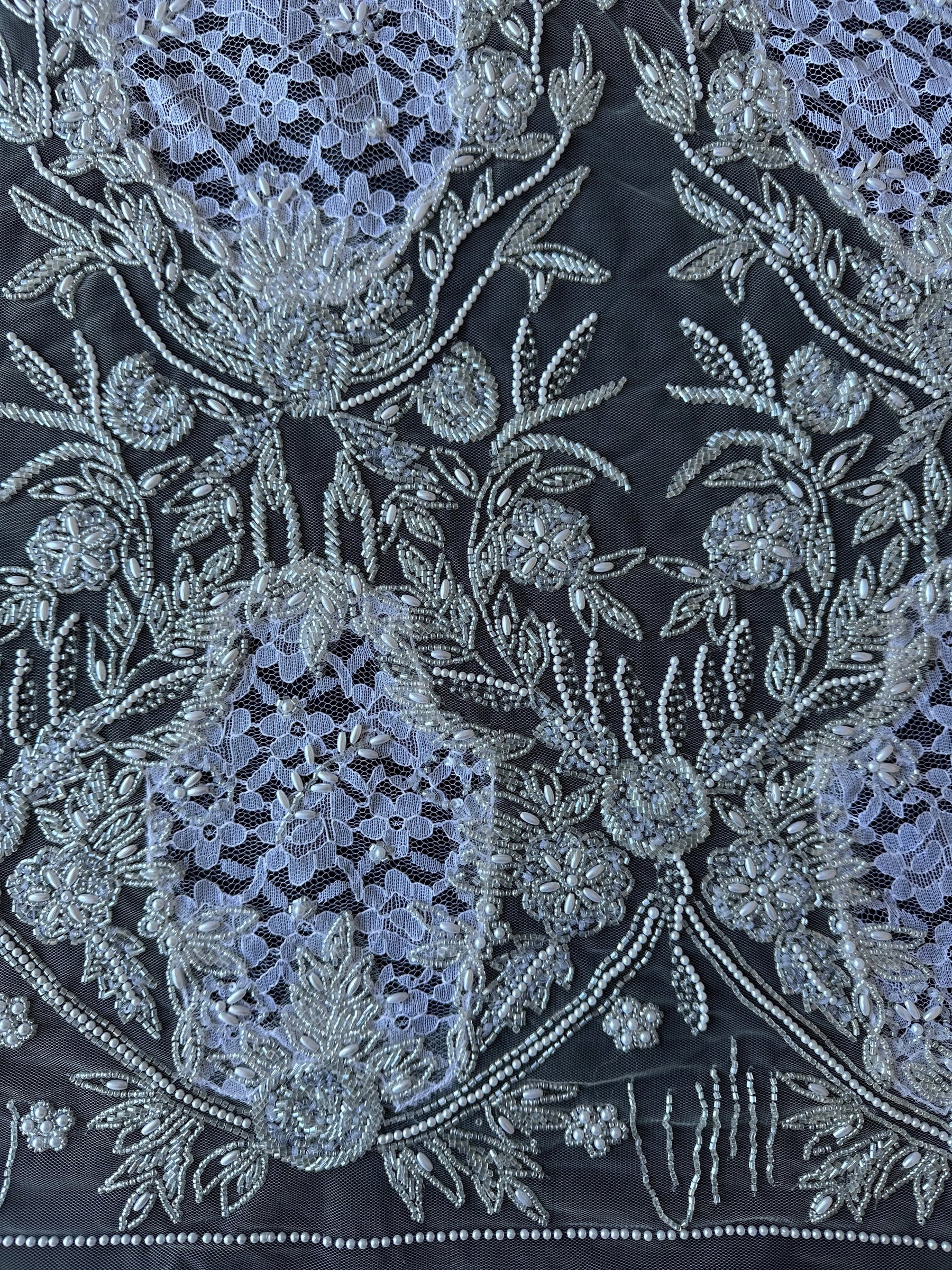 Dentelle perlée ivoire - Kelly