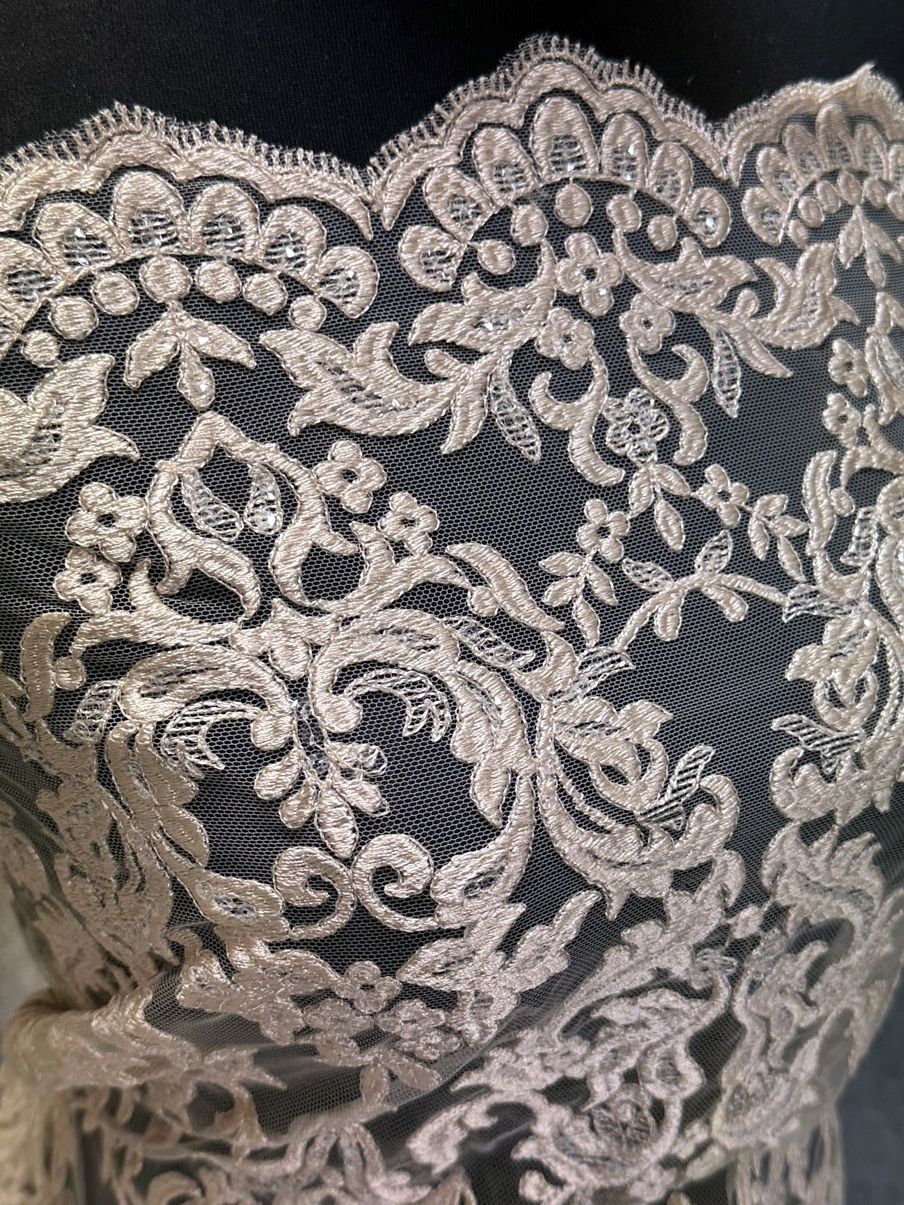 Dentelle Broderie Paillettes Champagne - Albany