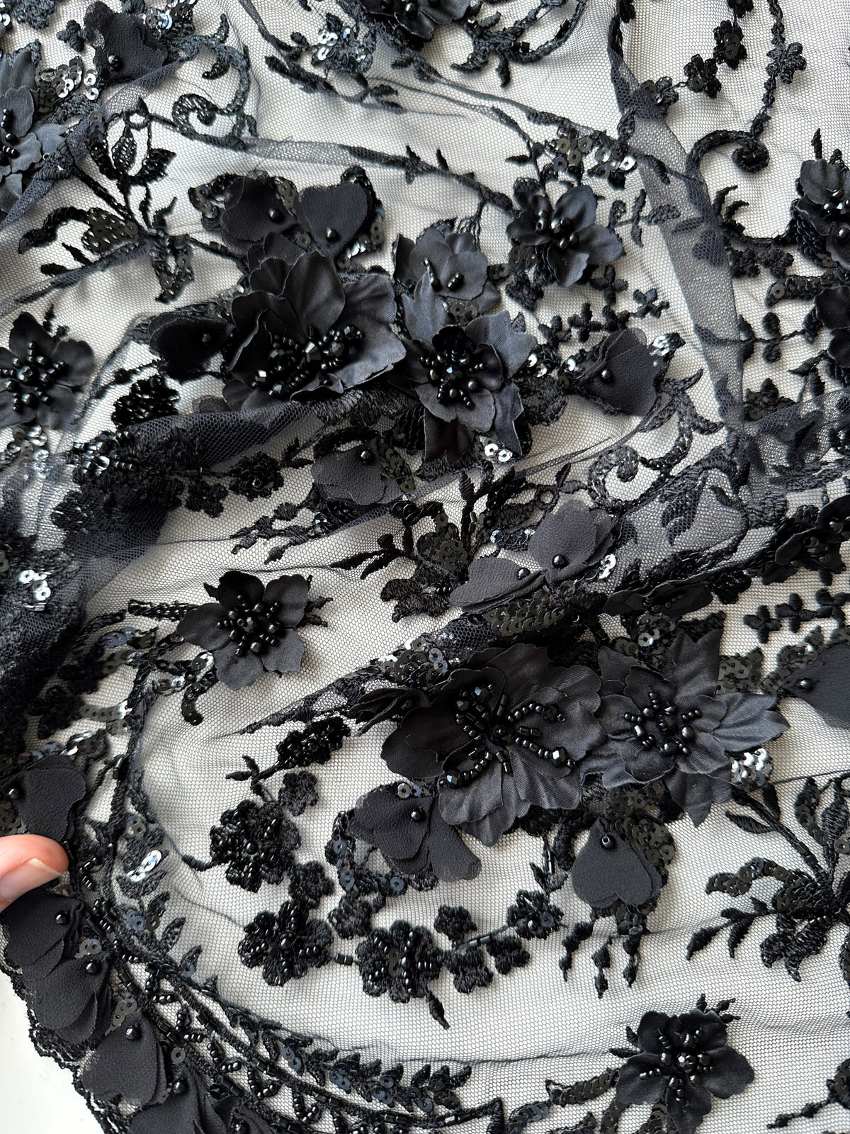 Dentelle perlée noire - Audumi