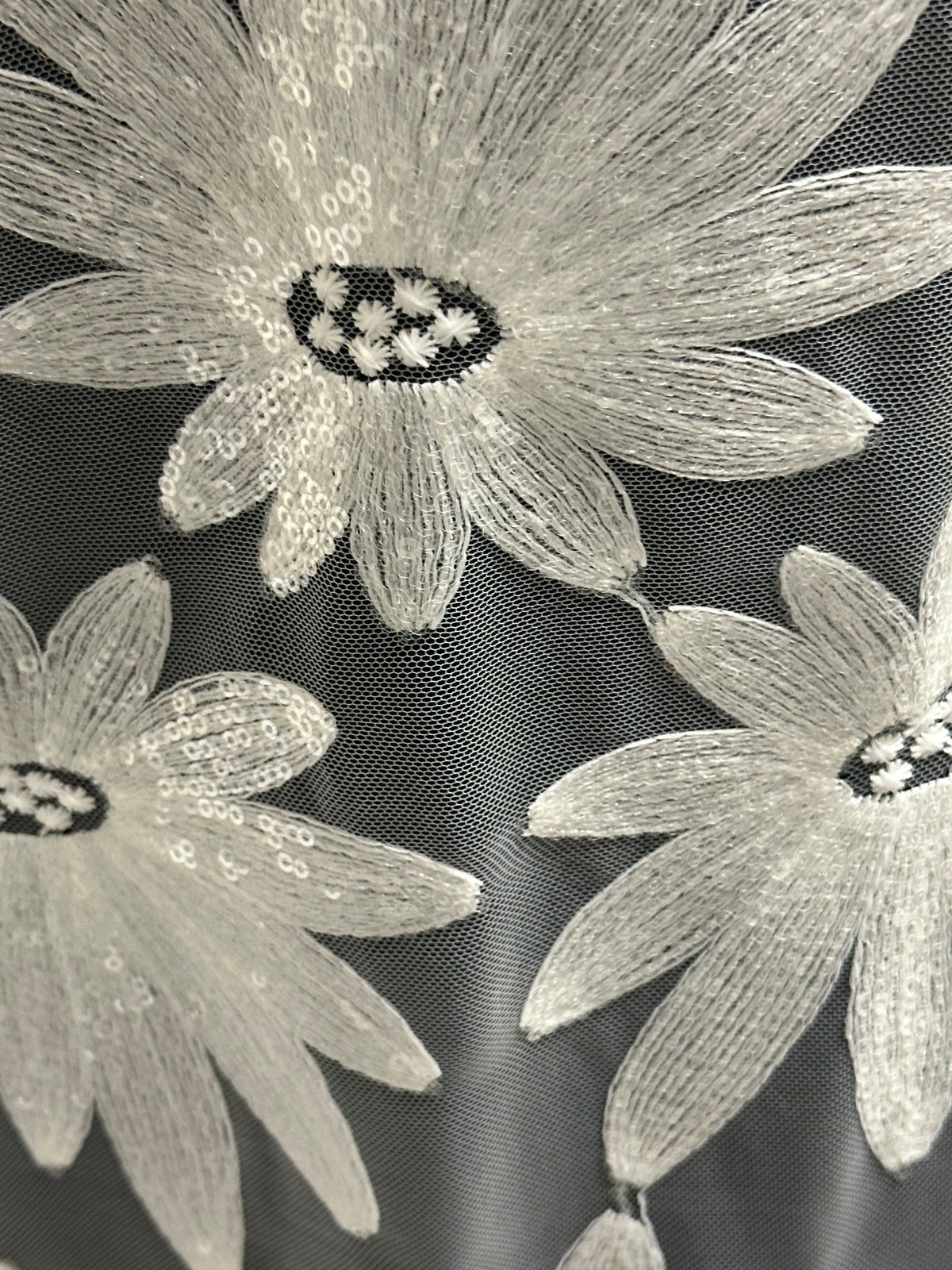 Dentelle brodée de sequins ivoire - Avancé