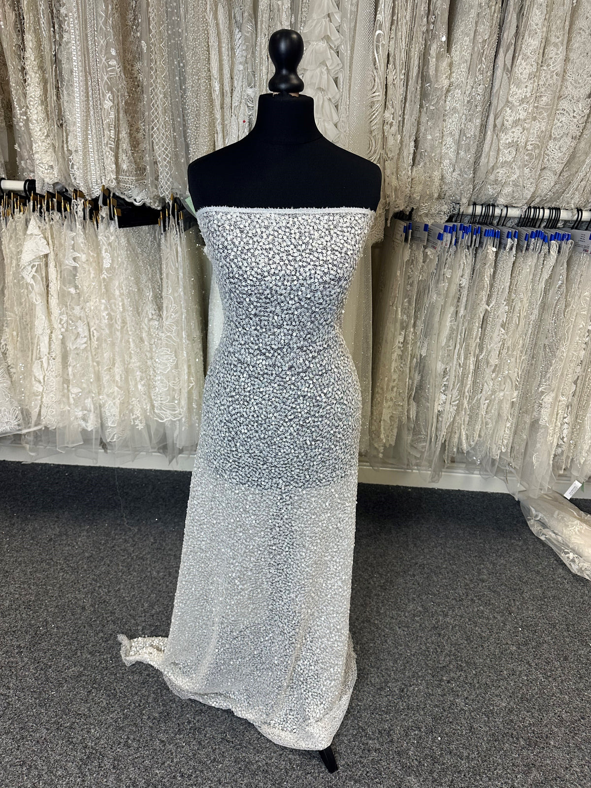 Tissu à paillettes blanches - Moondust