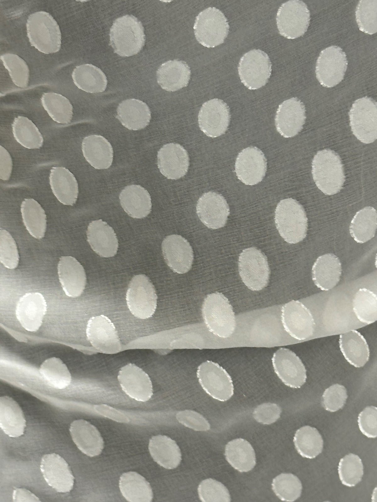 Mousseline de soie ivoire à pois en fil coupé - Renard