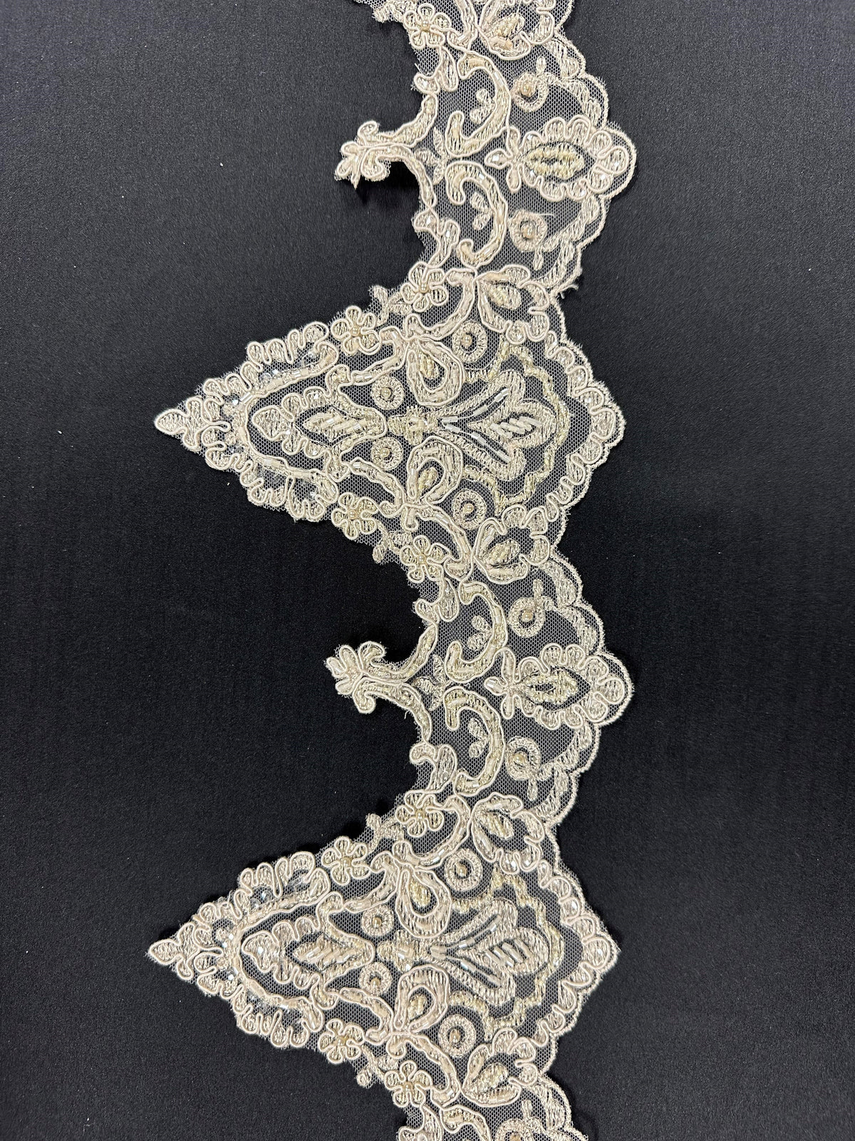 Bordure en dentelle perlée ivoire - Zigguart