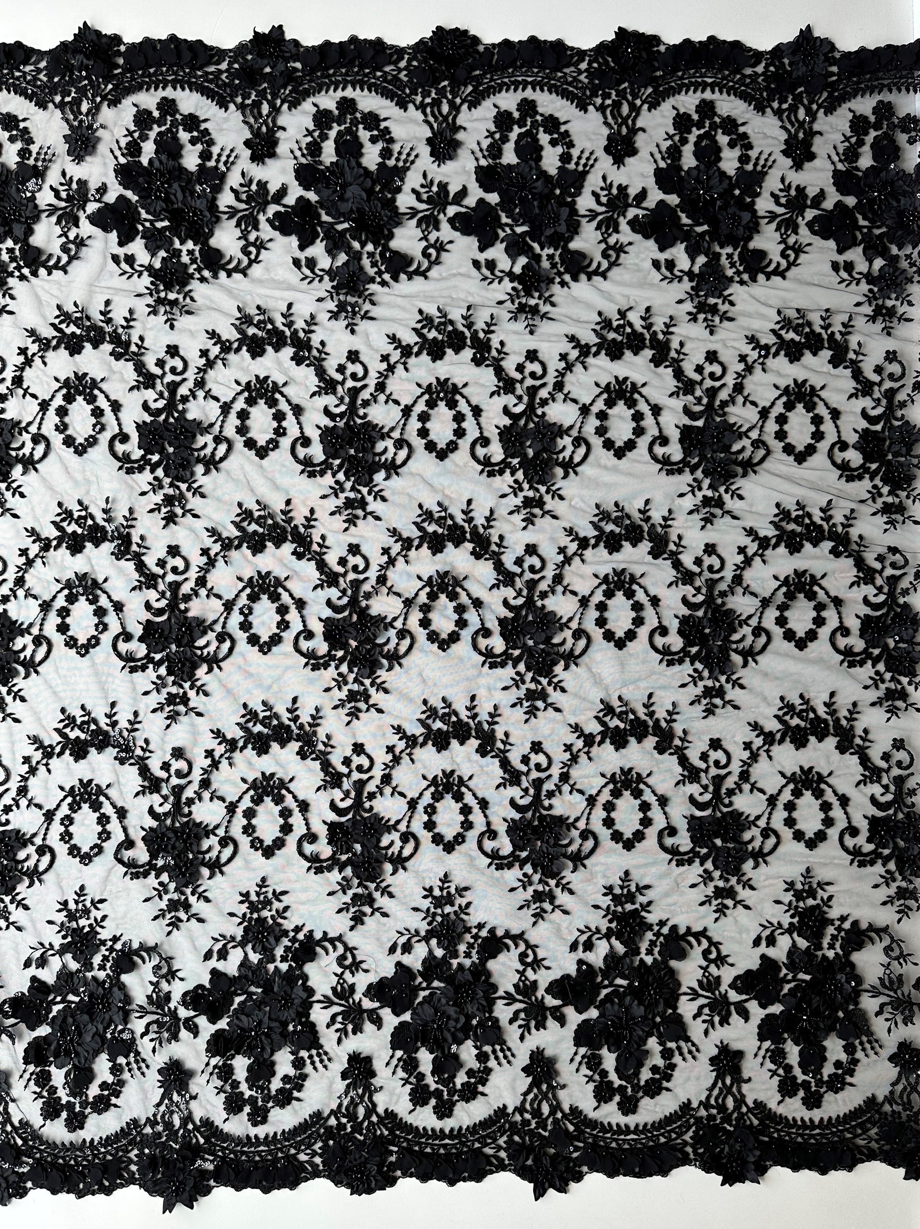 Dentelle perlée noire - Audumi