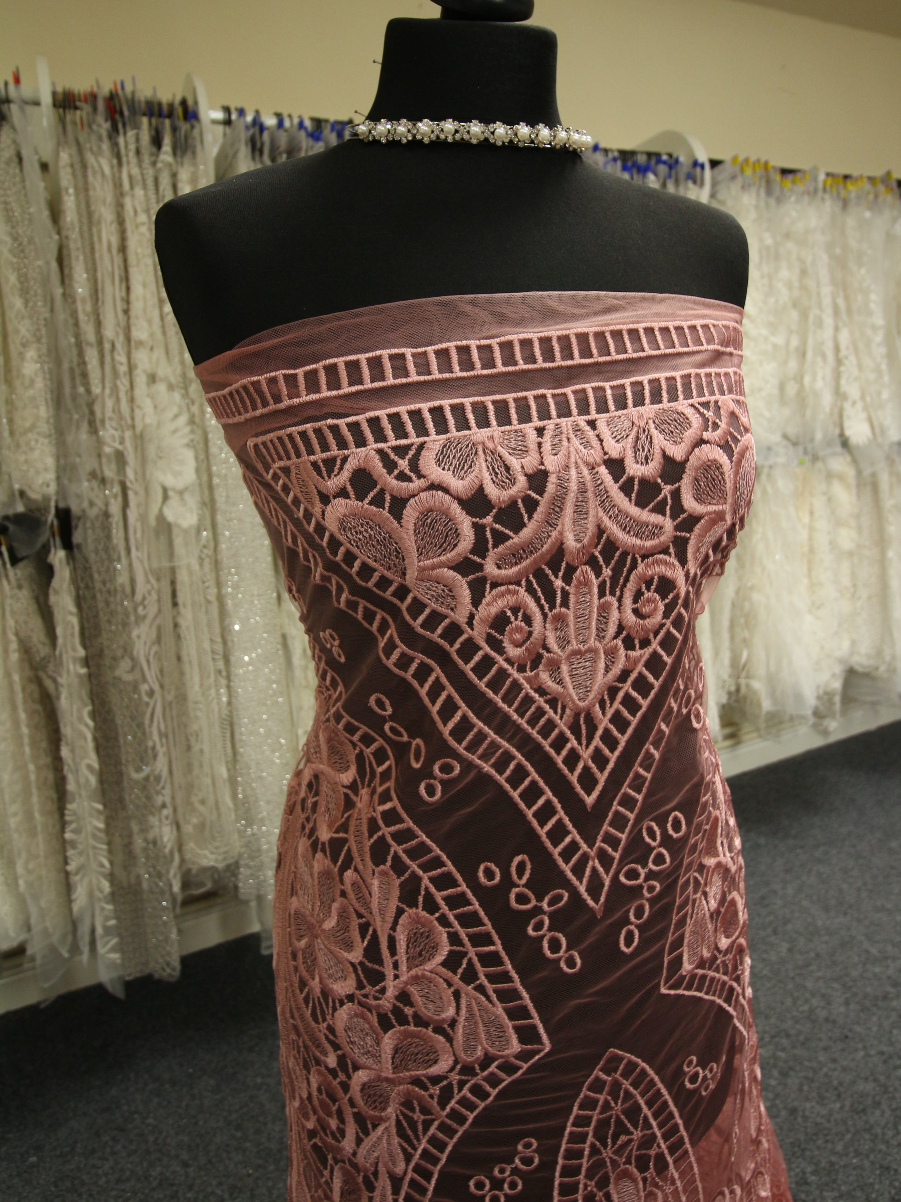 Dentelle brodée rose pâle - Nyla