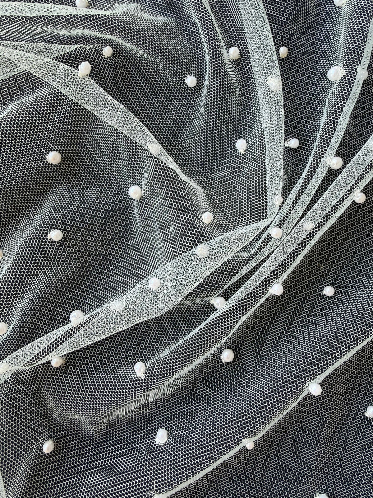 Tulle ivoire perlé - EB1071