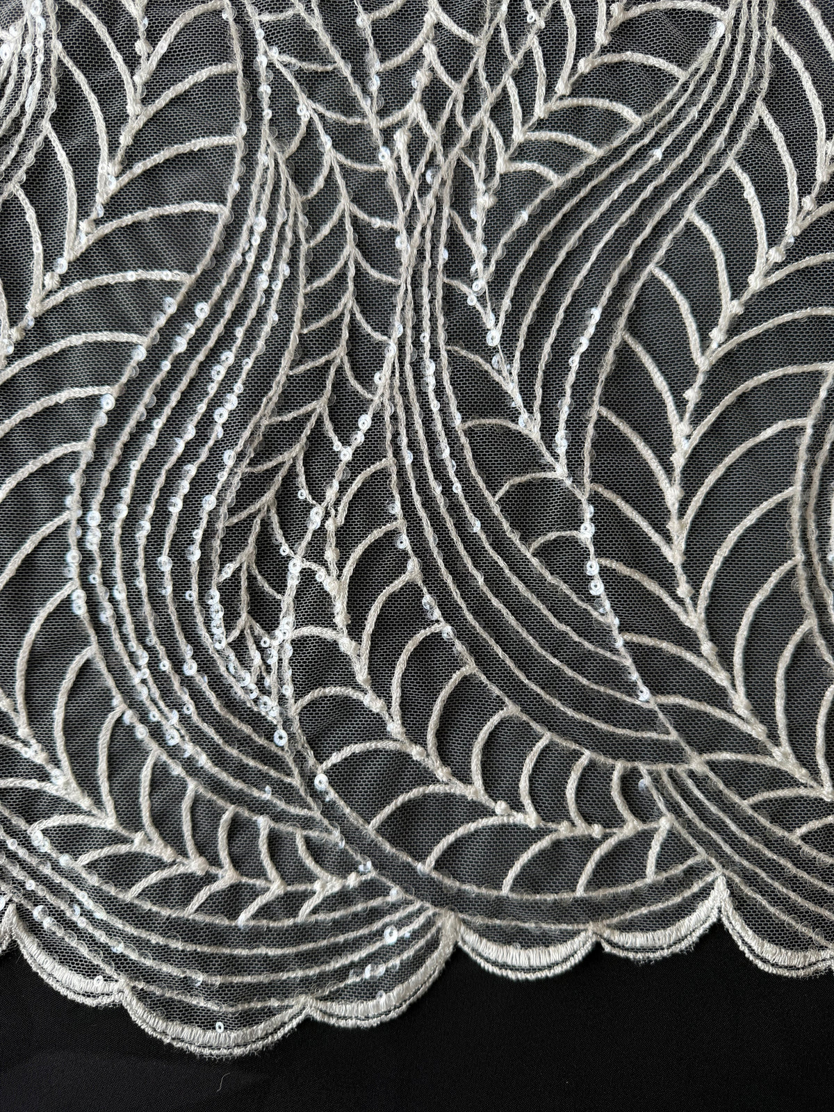 Dentelle de mariée à paillettes ivoire - EB3033