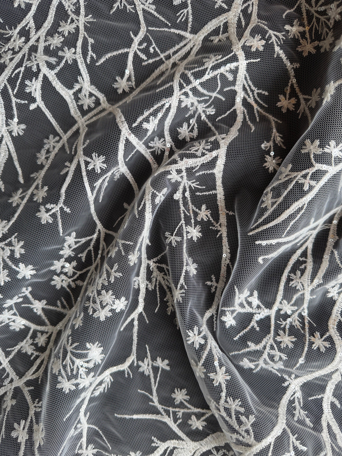 Dentelle brodée de sequins ivoire - EB3043