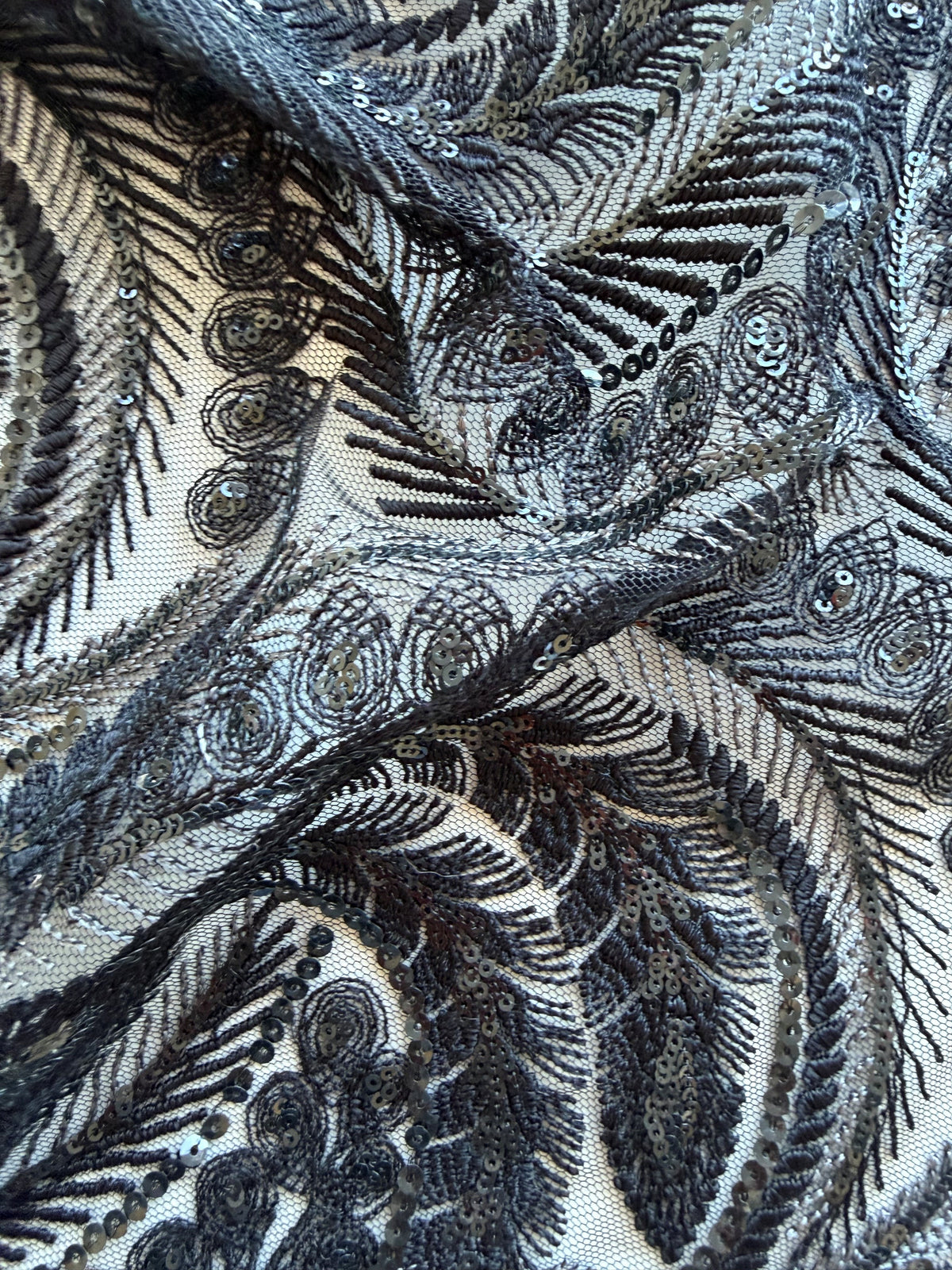 Dentelle à paillettes noires - EB3048