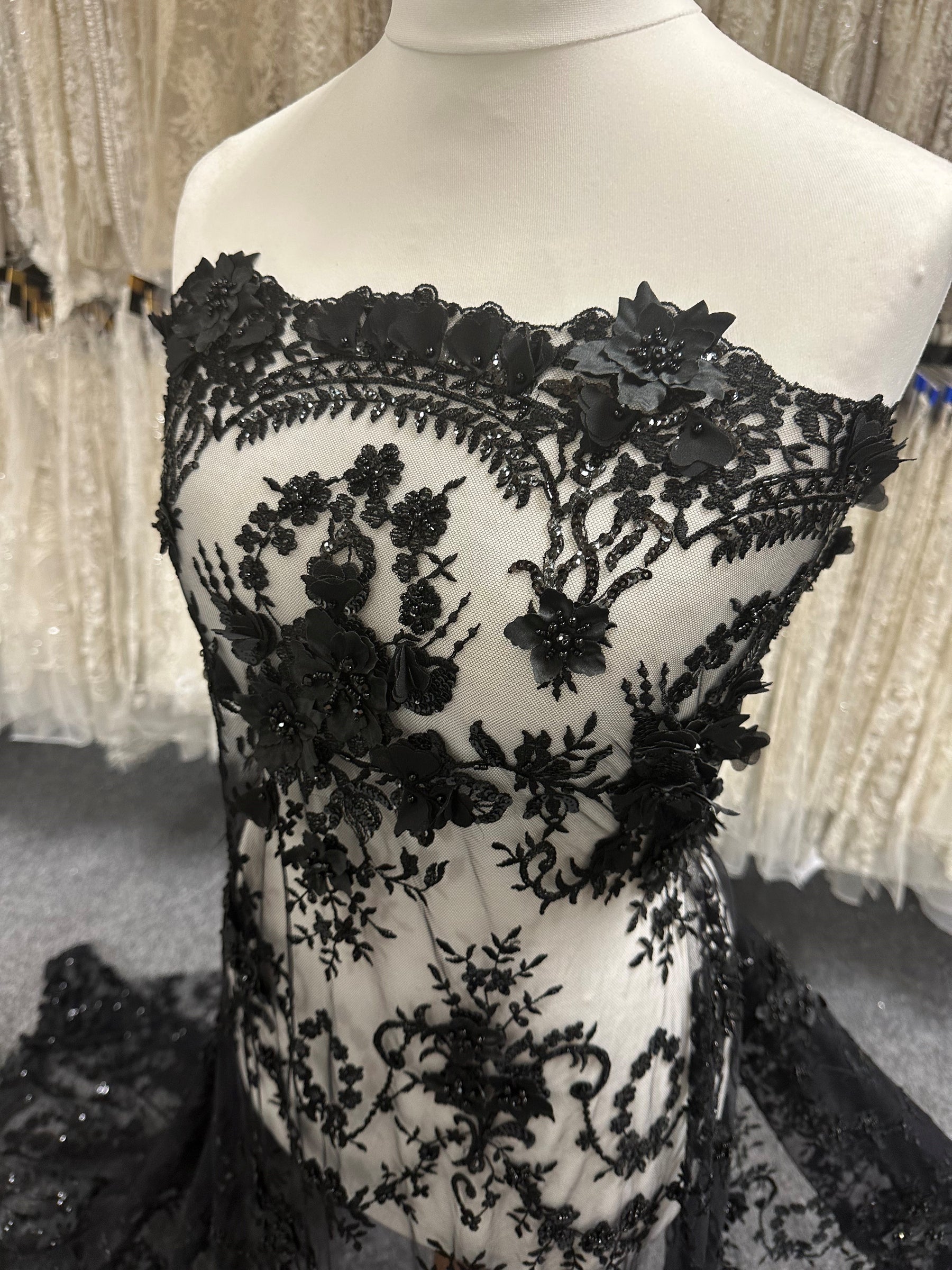 Dentelle perlée noire - Audumi