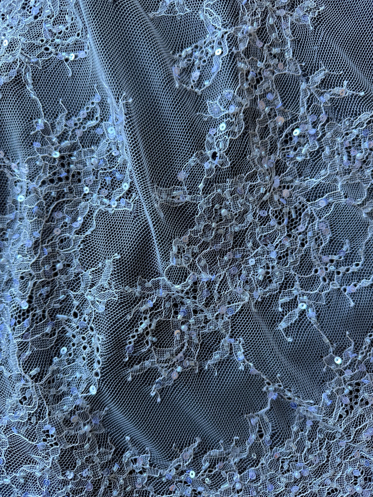 Dentelle Raschel perlée à la main ivoire - Annamarie