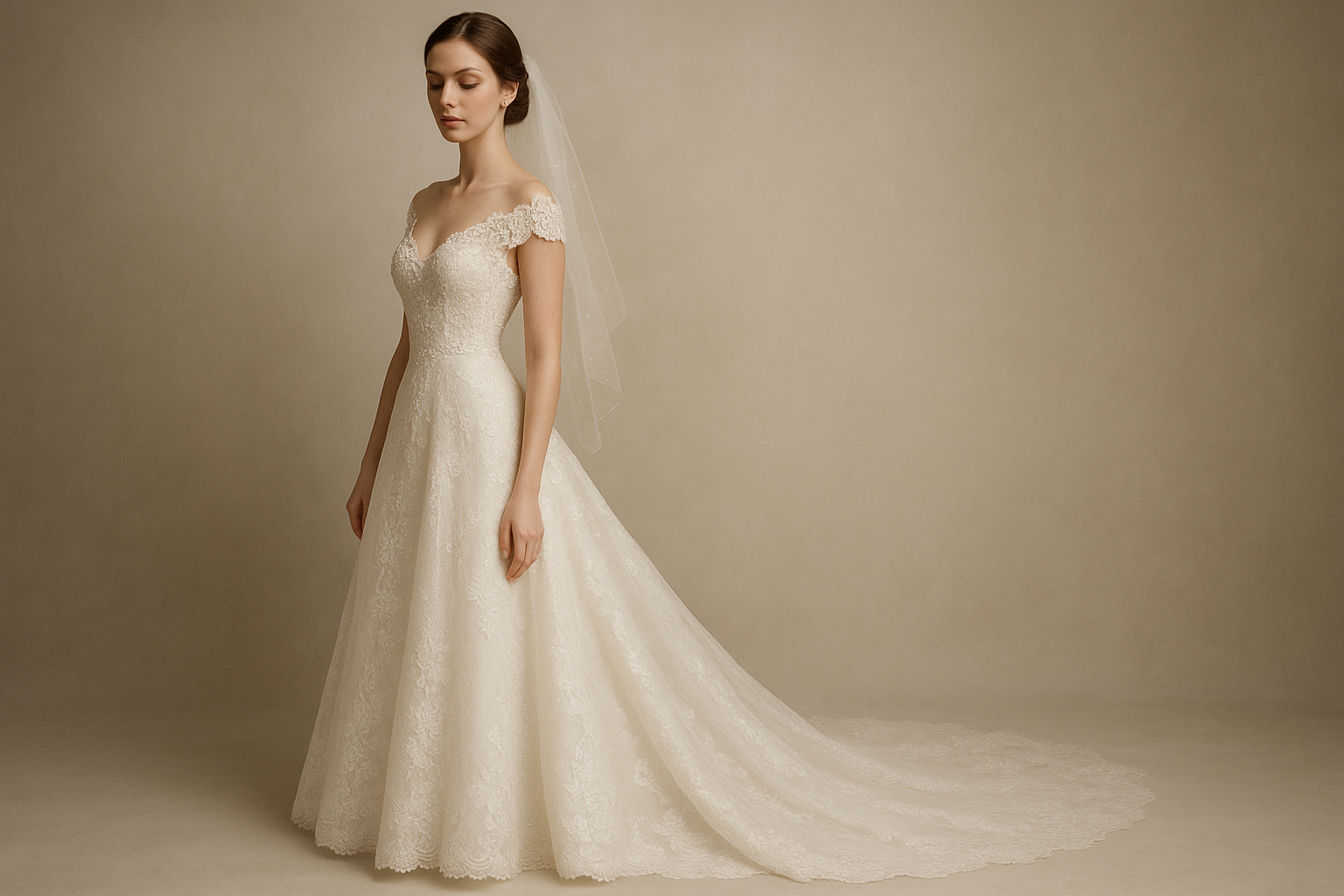 made a wedding dress on model